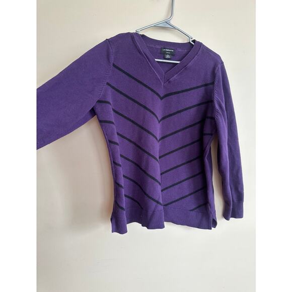 Liz Claiborne Purple V-Neck Chevron Knit Sweater Size 0X - Picture 5 of 10